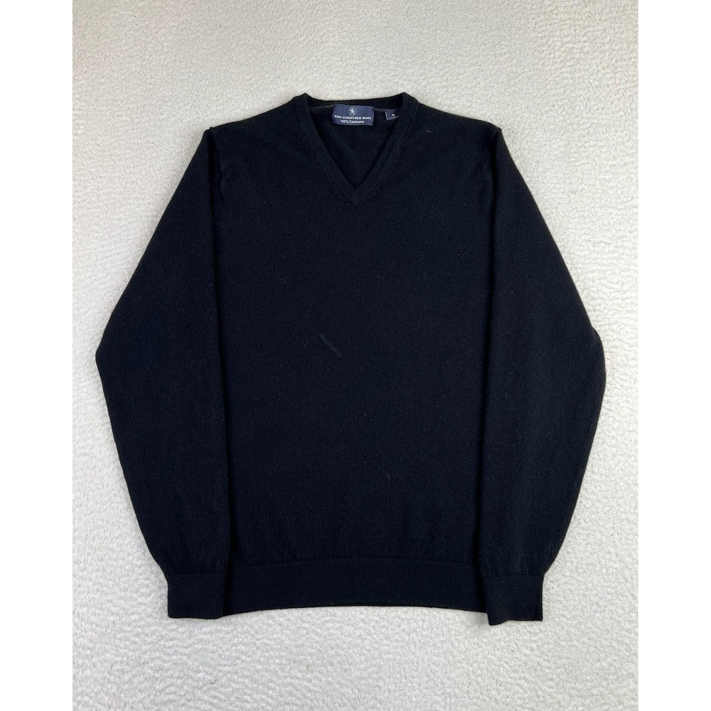 Hart Schaffner Marx Mens Medium Black 100% Cashmere V Neck Pullover Sweater